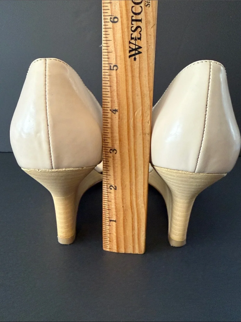 Enzo Angiolini Nude and Black D'Orsay Bow Wedges